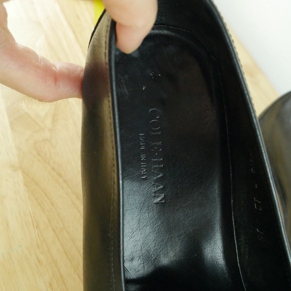Cole Haan Mens 12 Black Leather Kiltie Tassel Loafers Vintage Italy Old Money main image 7